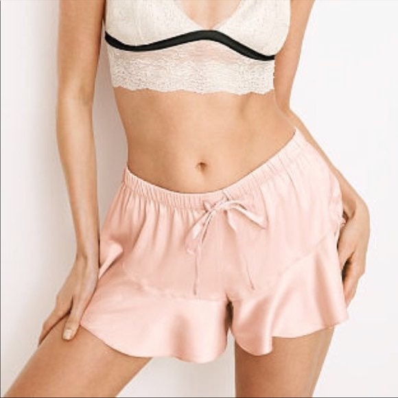 Victoria's Secret Other - Victoria’s Secret Satin Ruffle Shorts in Light Pink